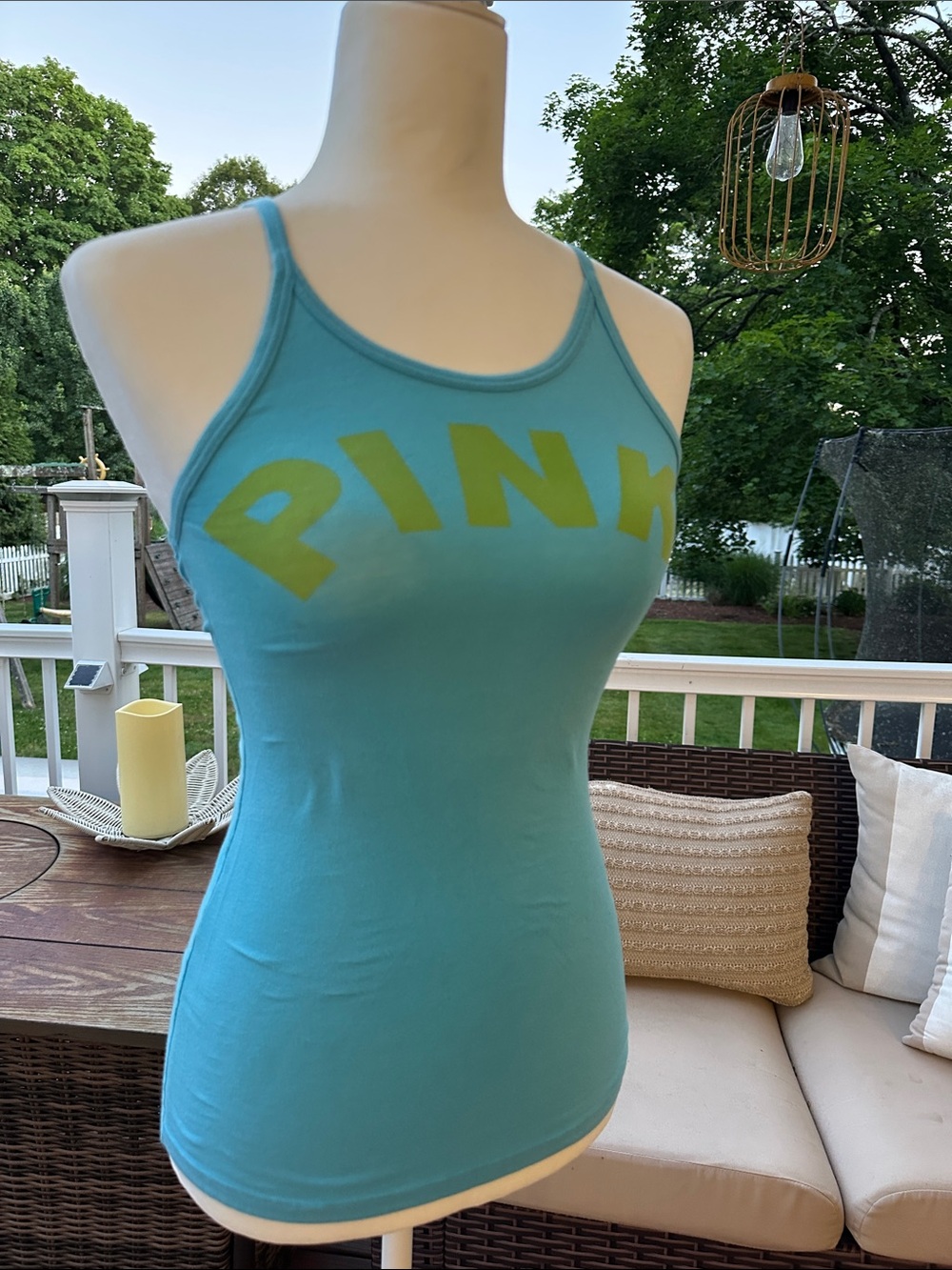 Vintage PINK Victoria's Secret Aqua Tank with Green Logo